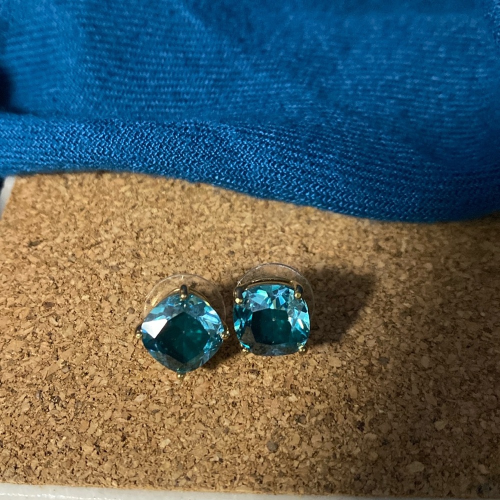 Blue gem stud earrings